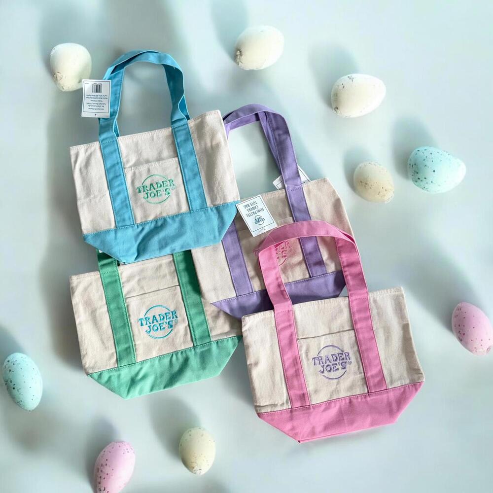 Trader Joe's Pastel Mini Canvas Tote Bags 2025 LIMITED EDITION